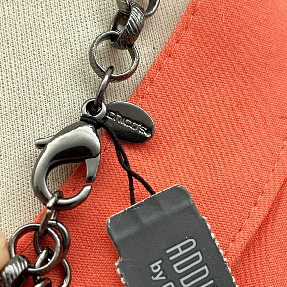 Additions by Chico's Beaded Beads Black Gray Red Silver-tone Necklace NWT - Picture 7 of 7